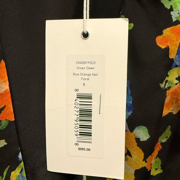 NWT Caroline Constas Vivian Gown Size S Blue Orange Floral Pattern - Picture 4 of 5